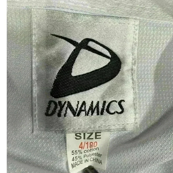 DYNAMICS PREMIUM TKD WHITE UNIFORM Drawstring Pant V-neck Top Belt Size  4 - Picture 9 of 11